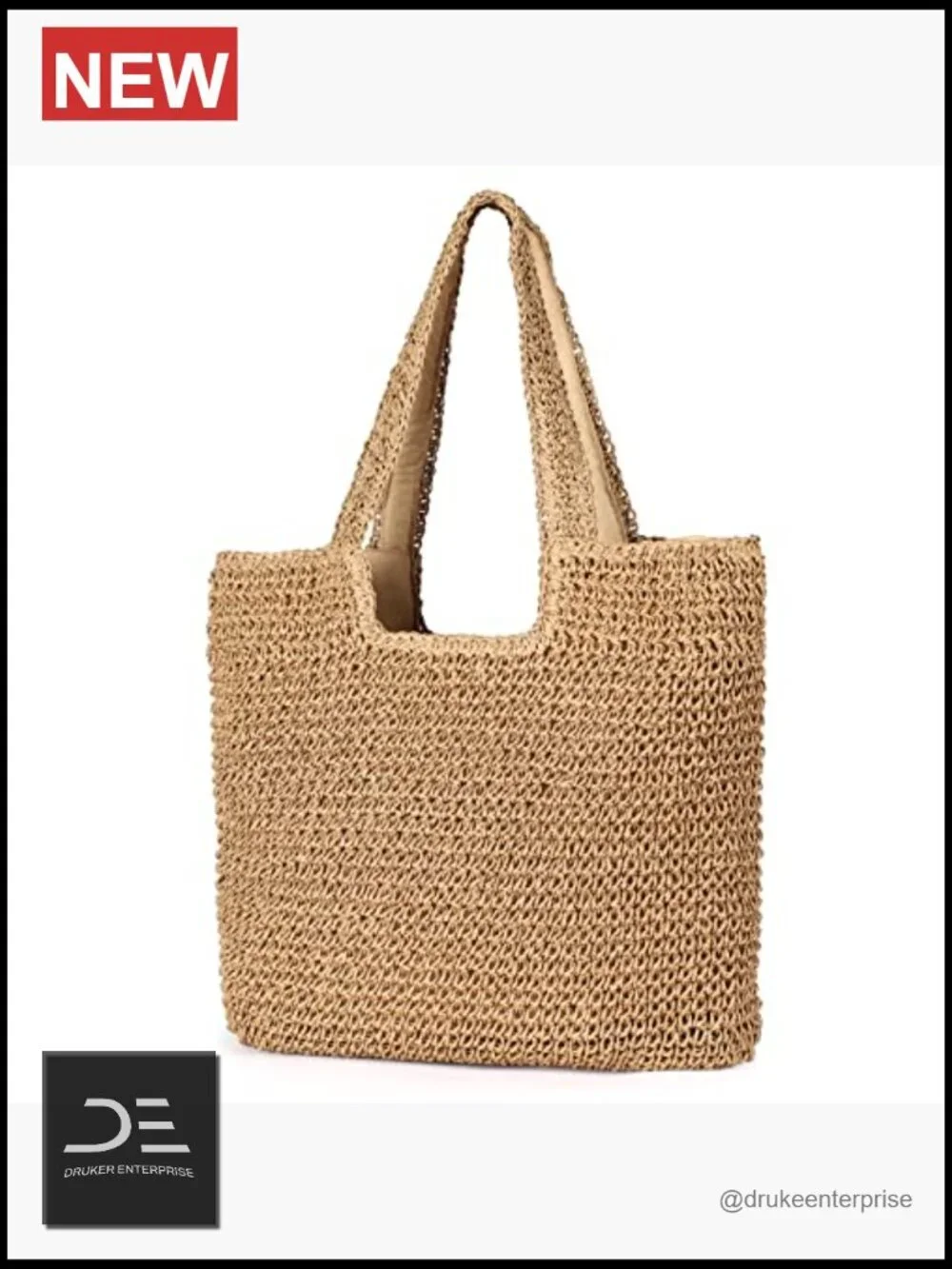 Large Woven Straw Tote Bag, Handmade Bohemian Hobo for Beach Vacation